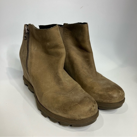 Sorel Joan of arc ll wedge booties tan leather size 10.5 - Picture 4 of 8